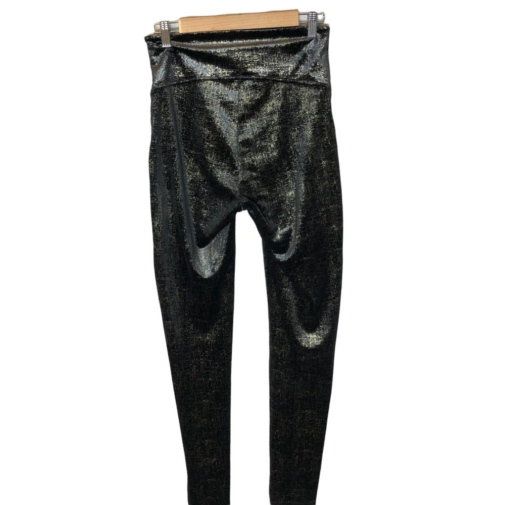 SPANX Velvet Shine Shimmer Leggings, Black & Gold.
In EUC. Worn once. - Picture 4 of 7
